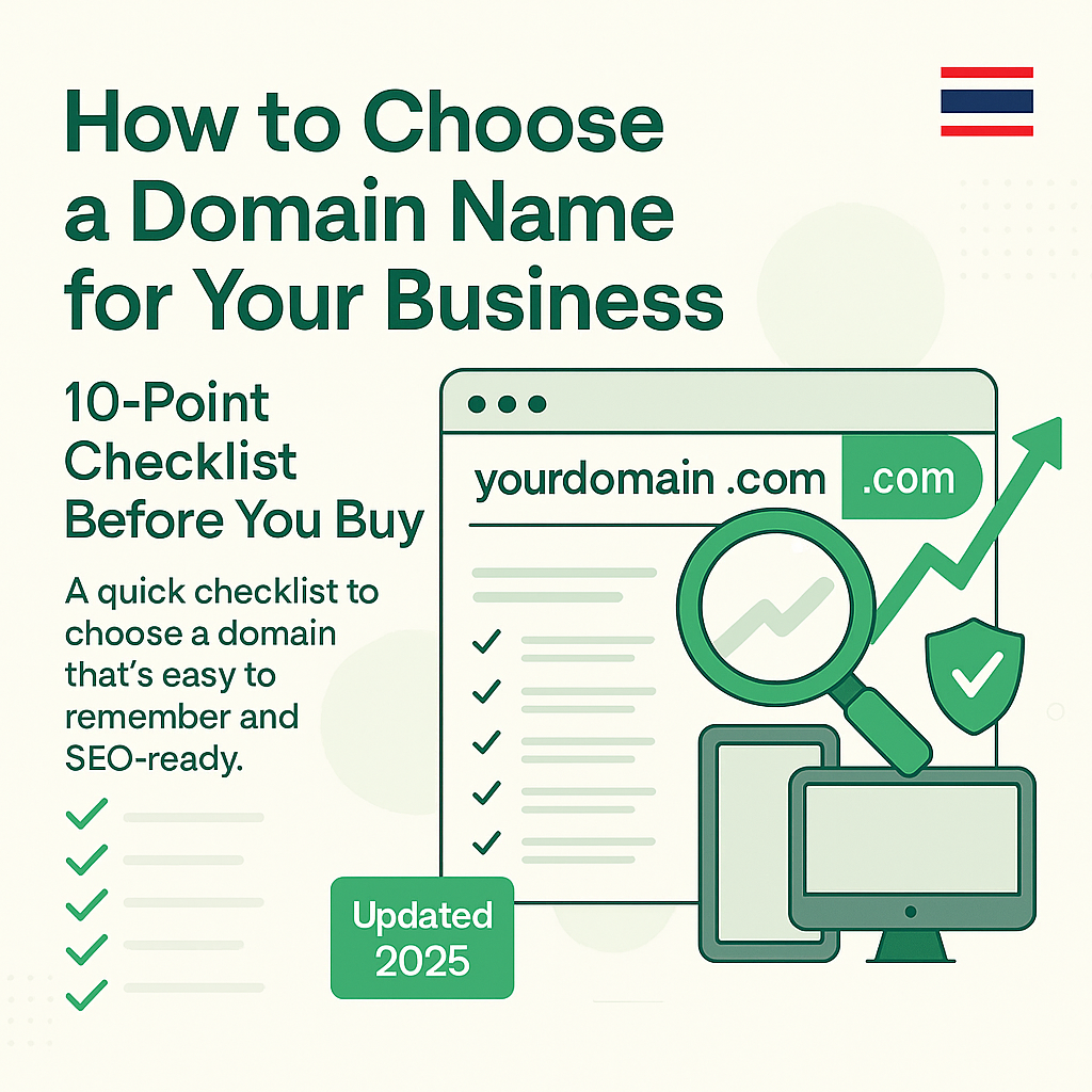 วิธีเลือกชื่อโดเมนธุรกิจ: เช็คลิสต์ 10 ข้อก่อนกดซื้อ (อัปเดต 2025)